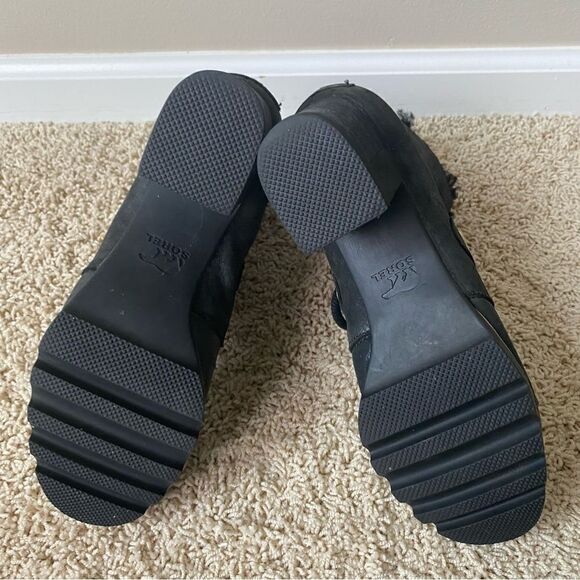 Sorel Addington Chelsea Lace Up Boots Black Leather Lux Holiday Shearling 8.5 - Picture 4 of 6